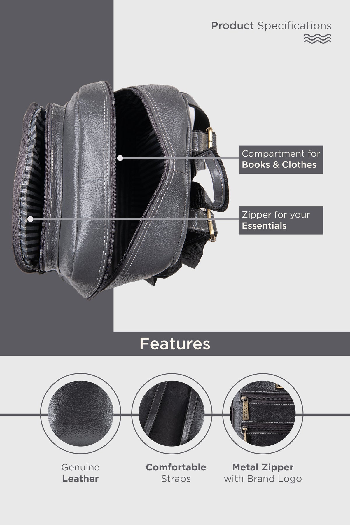 BRAND LEATHER Genuine Leather 14, 15.6 Inch Laptop Backpack For Use Office|Travel|Scahool|College Unisex