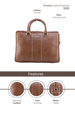 BRAND LEATHER Laptop Bag for Men - Genuine Leather Office Bag with Multiple Compartments Fits 14/15.6/16 Inch Laptop Bag - Messenger and Shoulder Bag for Travel - Water Resistant