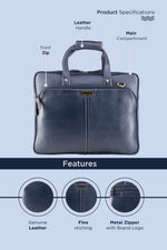 BRAND LEATHER Laptop Bag for Men - Genuine Leather Office Bag with Multiple Compartments Fits 14/15.6/16 Inch Laptop Bag - Messenger and Shoulder Bag for Travel - Water Resistant