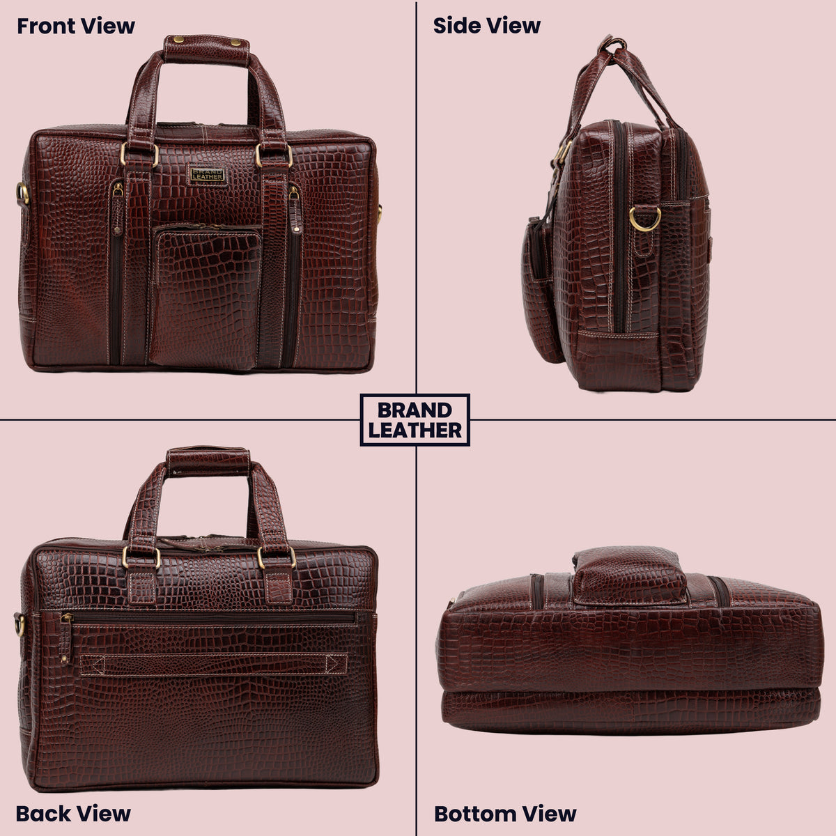Laptop Bag for Men - Genuine Leather Messenger Bag for Office - Fits up to 16 Inch Laptop -Brown Shoulder Bag with Multiple Compartments - Executive Leather Bag for Work and Travel
