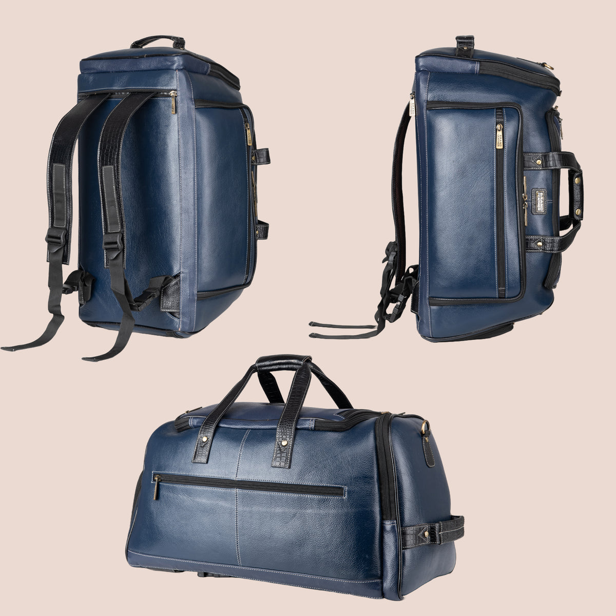 BRAND LEATHER Genuine Leather High Capacity Travel Backpack Cum Duffel Bag