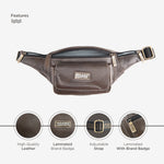 BRAND LEATHER Genuine Leather Stylish Waist Bag Elegant Style Travel Pouch Passport Holder with Adjustable