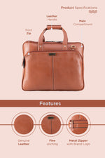 BRAND LEATHER Laptop Bag for Men - Genuine Leather Office Bag with Multiple Compartments Fits 14/15.6/16 Inch Laptop Bag - Messenger and Shoulder Bag for Travel - Water Resistant