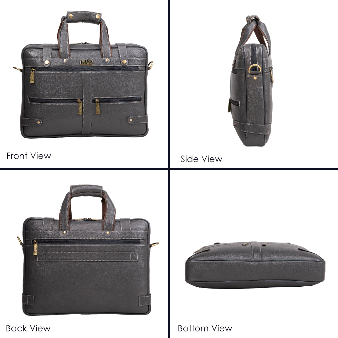 Laptop Bag for Men - Genuine Leather Messenger Bag for Office - Fits up to 16 Inch Laptop -Brown Shoulder Bag with Multiple Compartments - Executive Leather Bag for Work and Travel