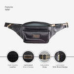 BRAND LEATHER Genuine Leather Stylish Waist Bag Elegant Style Travel Pouch Passport Holder with Adjustable