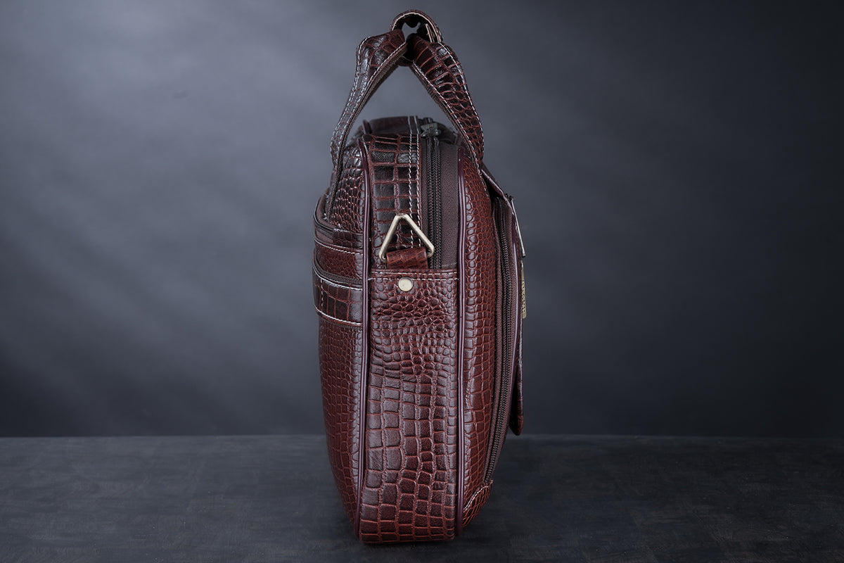 BRAND LEATHER Laptop Bag for Men - Genuine Leather Messenger Bag for Office - Fits up to 13 Inch Laptop -Brown Shoulder Bag