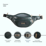 BRAND LEATHER Genuine Leather Stylish Waist Bag Elegant Style Travel Pouch Passport Holder with Adjustable Strap Unisex
