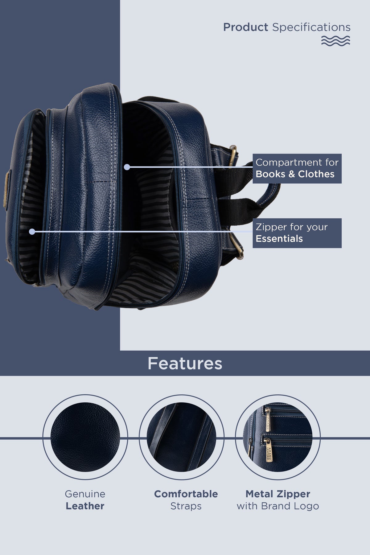 BRAND LEATHER Genuine Leather 14, 15.6 Inch Laptop Backpack For Use Office|Travel|Scahool|College Unisex