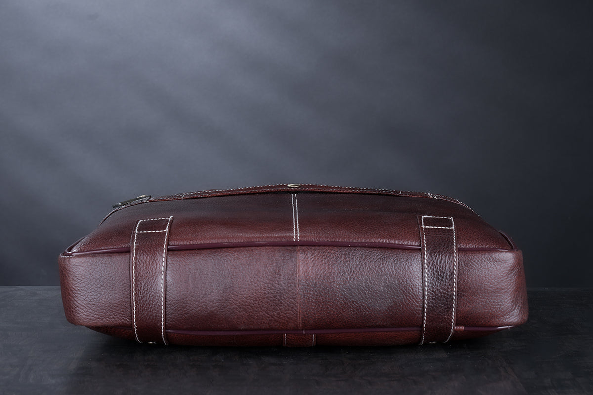 Laptop Bag for Men - Genuine Leather Messenger Bag for Office - Fits up to 15 Inch Laptop -Brown Shoulder Bag with Multiple Compartments - Executive Leather Bag for Work and Travel