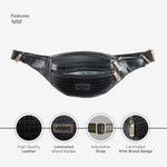 BRAND LEATHER Genuine Leather Stylish Waist Bag Elegant Style Travel Pouch Passport Holder with Adjustable Strap Unisex