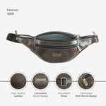 BRAND LEATHER Genuine Leather Stylish Waist Bag Elegant Style Travel Pouch Passport Holder with Adjustable Strap Unisex