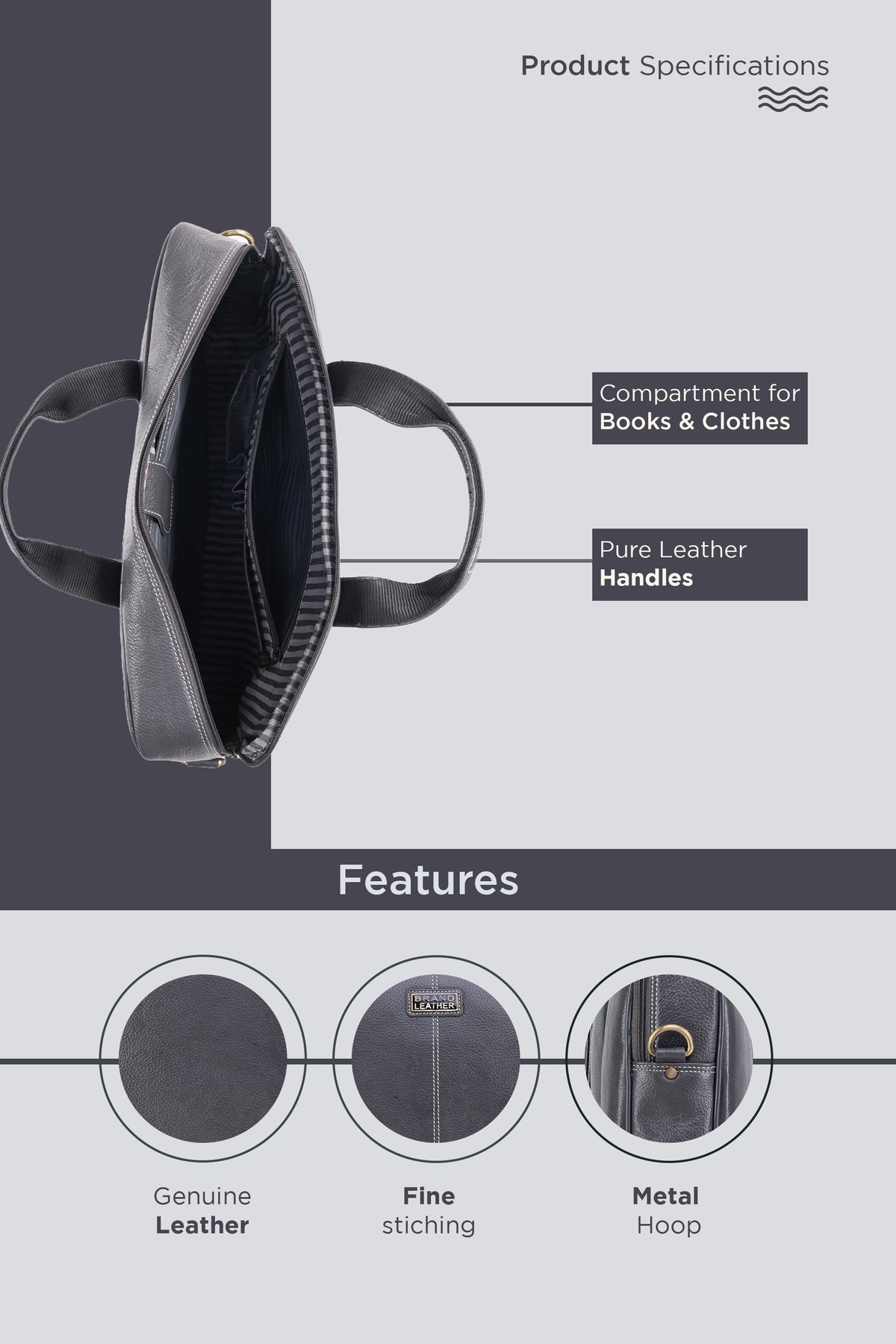 BRAND LEATHER Laptop Bag for Men - Genuine Leather Office Bag with Multiple Compartments Fits 14/15.6/16 Inch Laptop Bag - Messenger and Shoulder Bag for Travel - Water Resistant