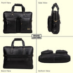 BRAND LEATHER Genuine Leather Laptop Bag for Men - Office Bag - Fits Up to 16-inch Laptop/MacBook - Shoulder Bag/Hand Bag - Laptop Messenger Bag with Trolley Straps - 1 Year Warranty