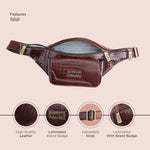 BRAND LEATHER Genuine Leather Stylish Waist Bag Elegant Style Travel Pouch Passport Holder with Adjustable