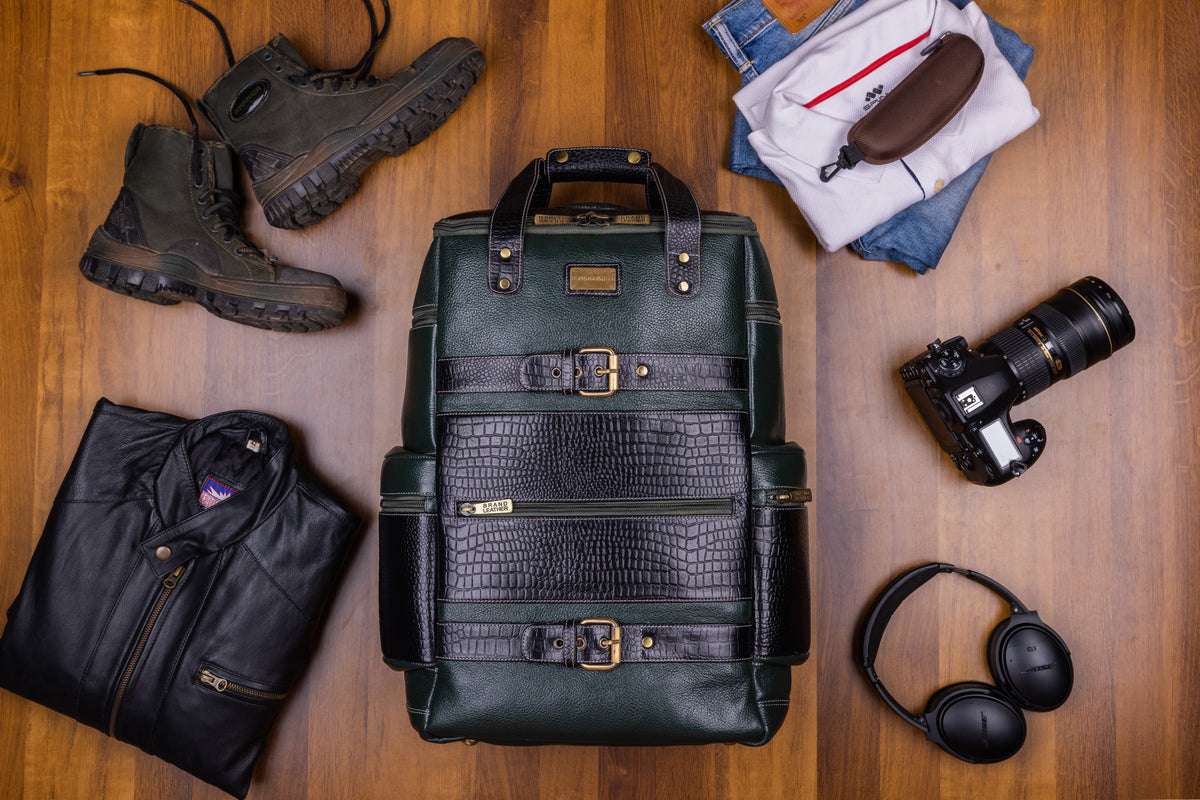 BRAND LEATHER Full Grain Buffalo - Hide Leather Backpack Large Capacity 15/15.6/16/17 Inch Laptop Bag Multi Pockets Travel Daypack