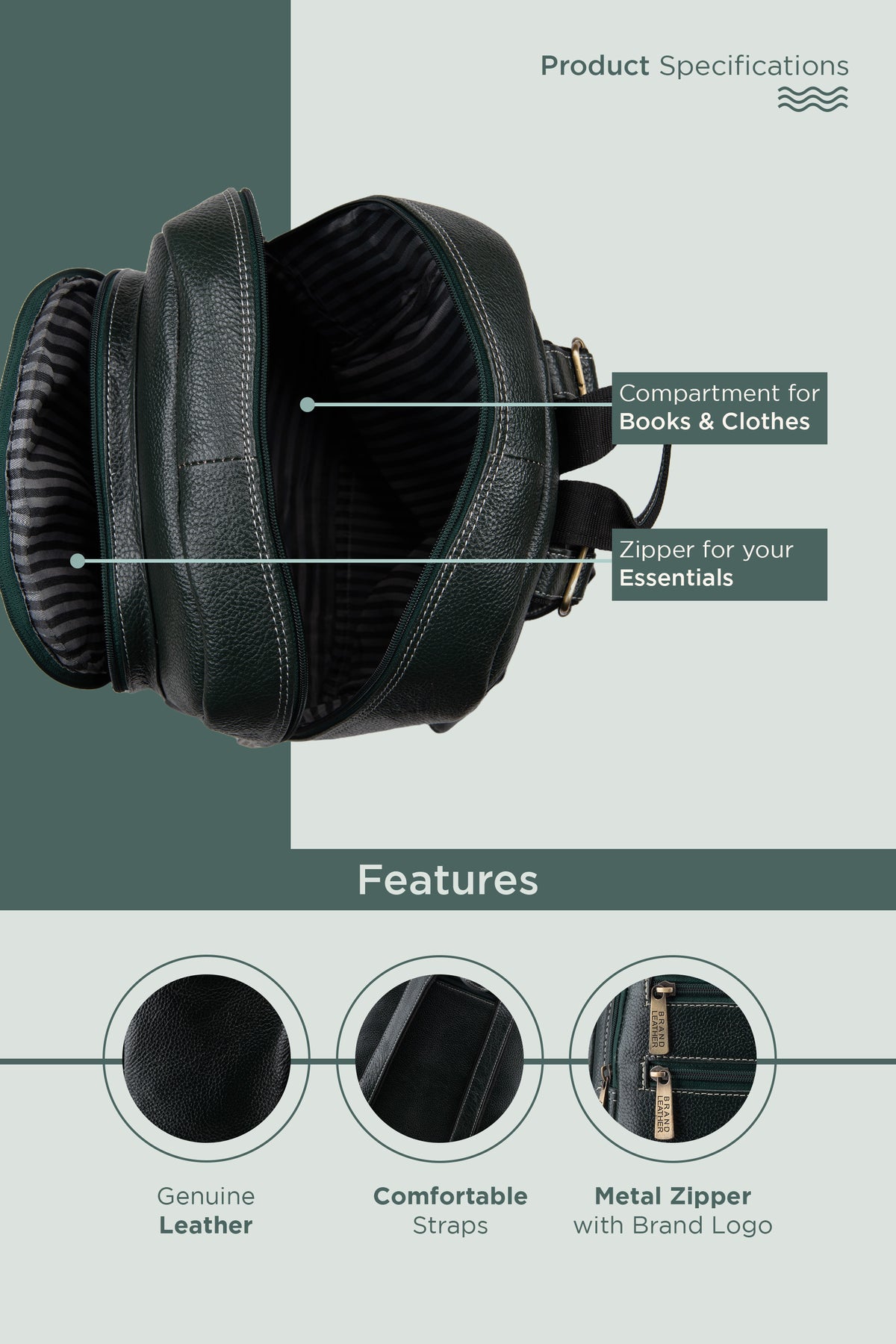 BRAND LEATHER Genuine Leather 14, 15.6 Inch Laptop Backpack For Use Office|Travel|Scahool|College Unisex