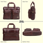 BRAND LEATHER Genuine Leather Laptop Bag for Men - Office Bag - Fits Up to 16-inch Laptop/MacBook - Shoulder Bag/Hand Bag - Laptop Messenger Bag with Trolley Straps - 1 Year Warranty