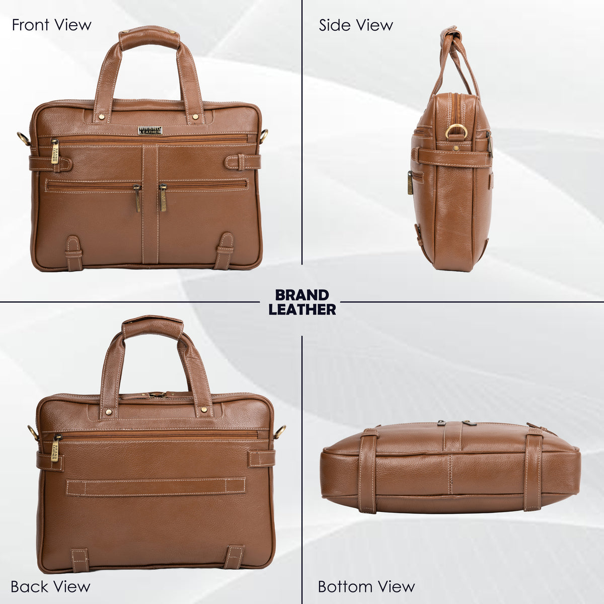 BRAND LEATHER Laptop Bag for Men - Genuine Leather Messenger Bag for Office - Fits up to 16 Inch Laptop -Brown Shoulder Bag with Multiple Compartments - Executive Leather Bag for Work and Travel