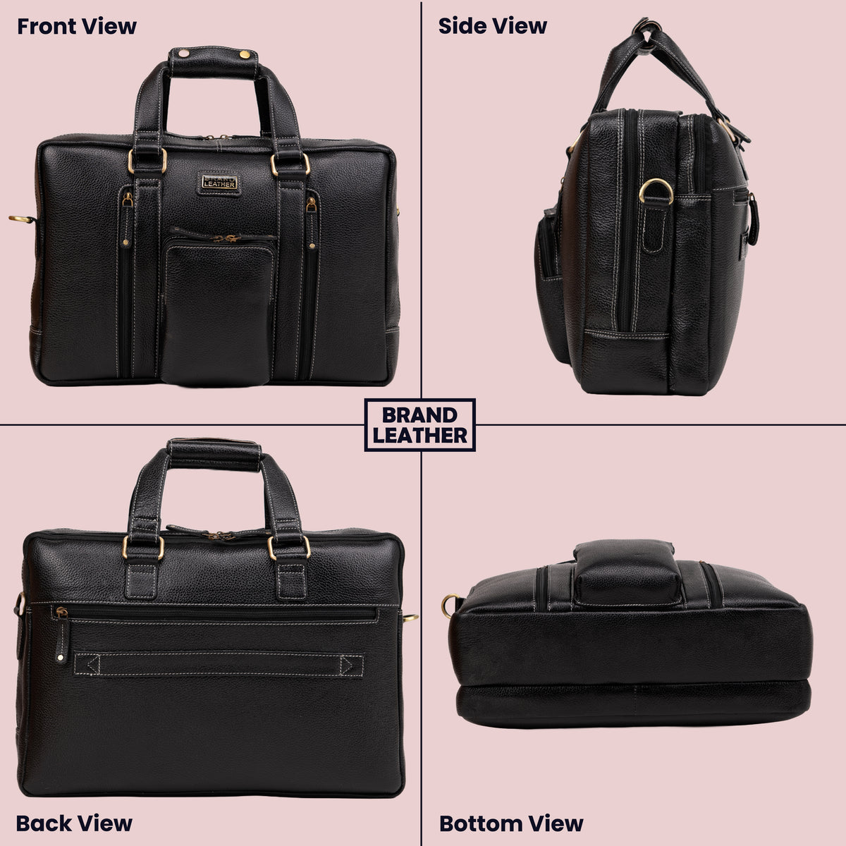 Laptop Bag for Men - Genuine Leather Messenger Bag for Office - Fits up to 16 Inch Laptop -Brown Shoulder Bag with Multiple Compartments - Executive Leather Bag for Work and Travel