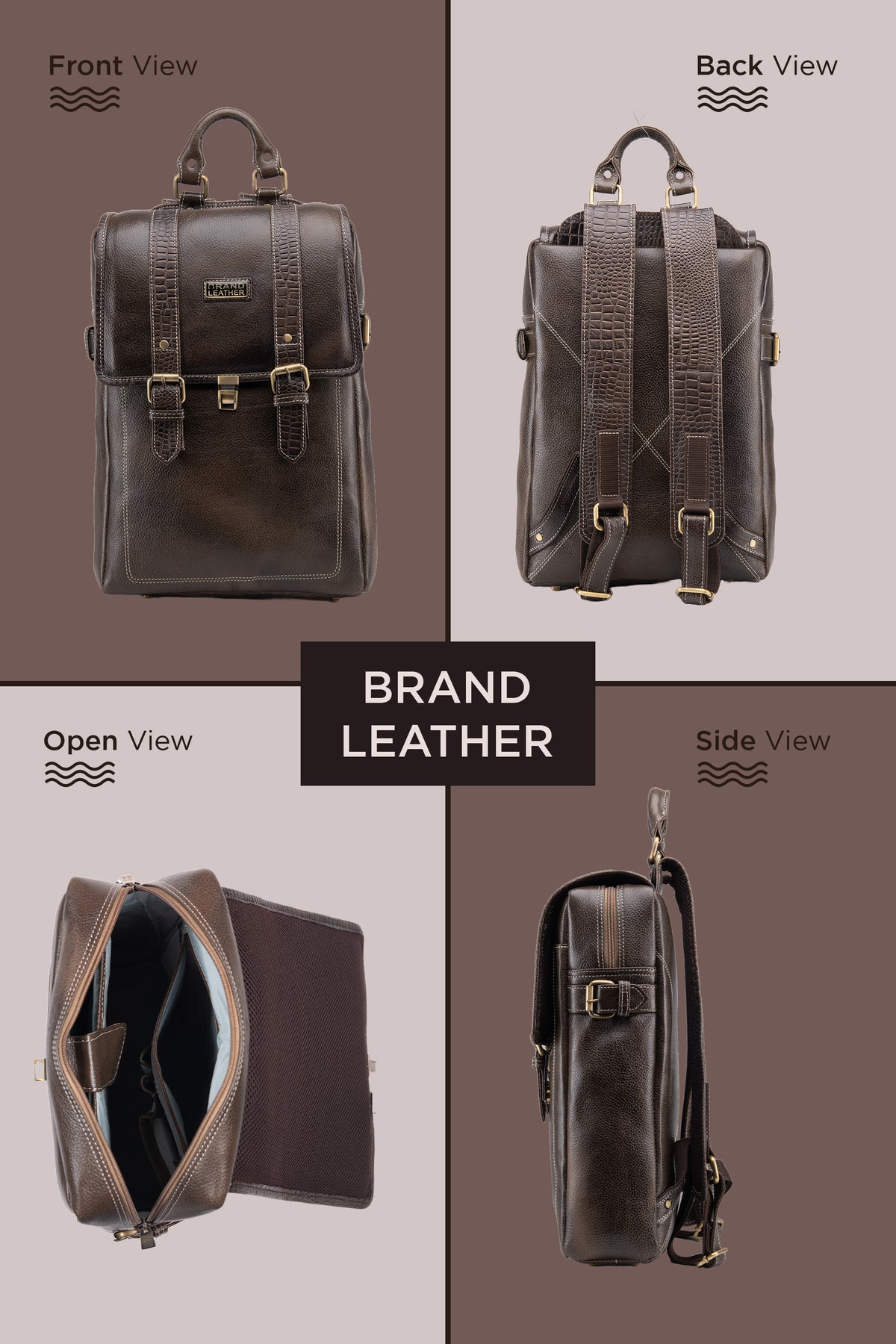 BRAND LEATHER Genuine Leather 14, 15.6 Inch Laptop Backpack For Use Office|Travel|Scahool|College Unisex