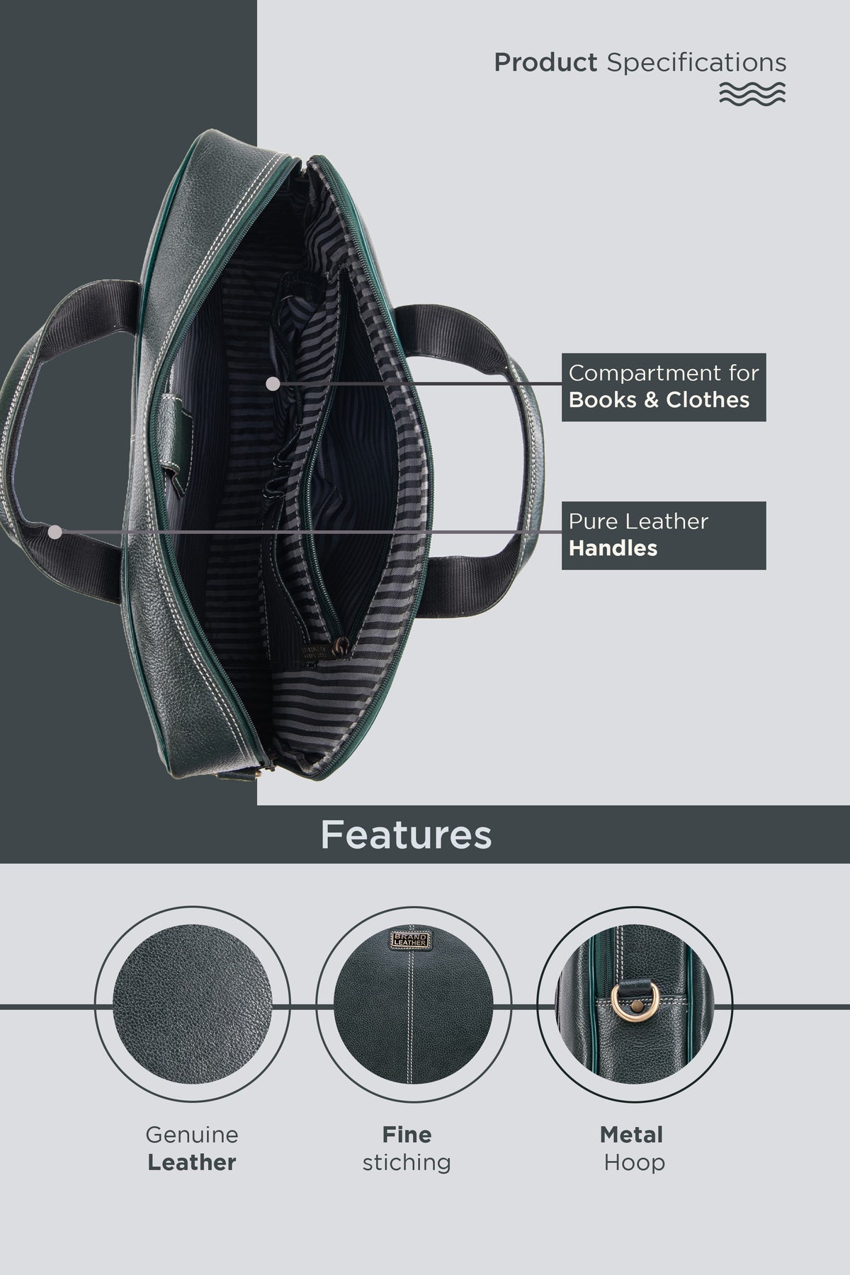 BRAND LEATHER Laptop Bag for Men - Genuine Leather Office Bag with Multiple Compartments Fits 14/15.6/16 Inch Laptop Bag - Messenger and Shoulder Bag for Travel - Water Resistant