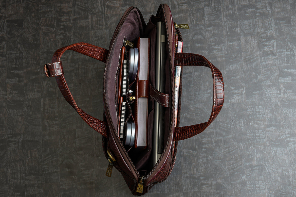 BRAND LEATHER Genuine Leather Laptop Bag for Men/Office Bag for Men |Fits 14|15.6|16 Inch Laptop Bag/MacBook |Leather Bag for Men with Shoulder Straps|Crossbody Laptop Messenger Bag for Men