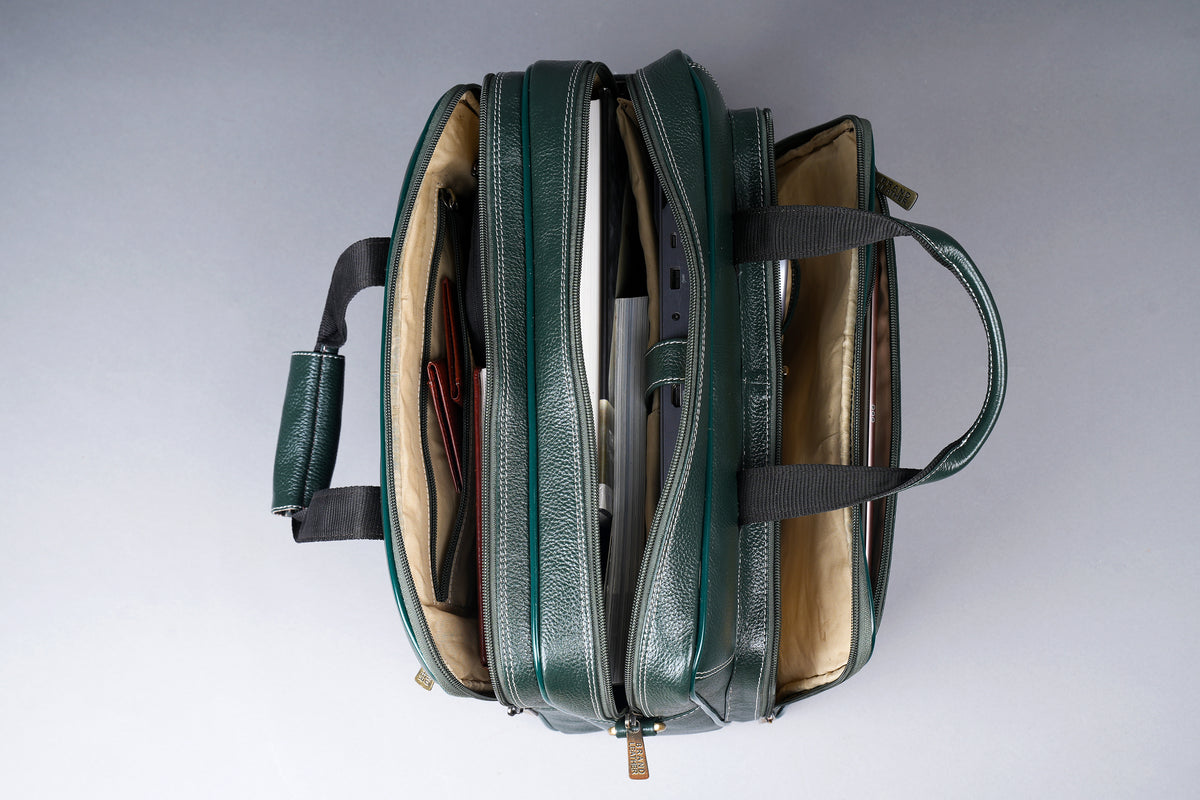 Men's Solid Full Grain Cowhide Leather Large 16 Inch Laptop Briefcase Messenger Bag