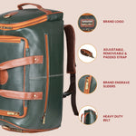 BRAND LEATHER Genuine Leather High Capacity Travel Backpack Cum Duffel Bag