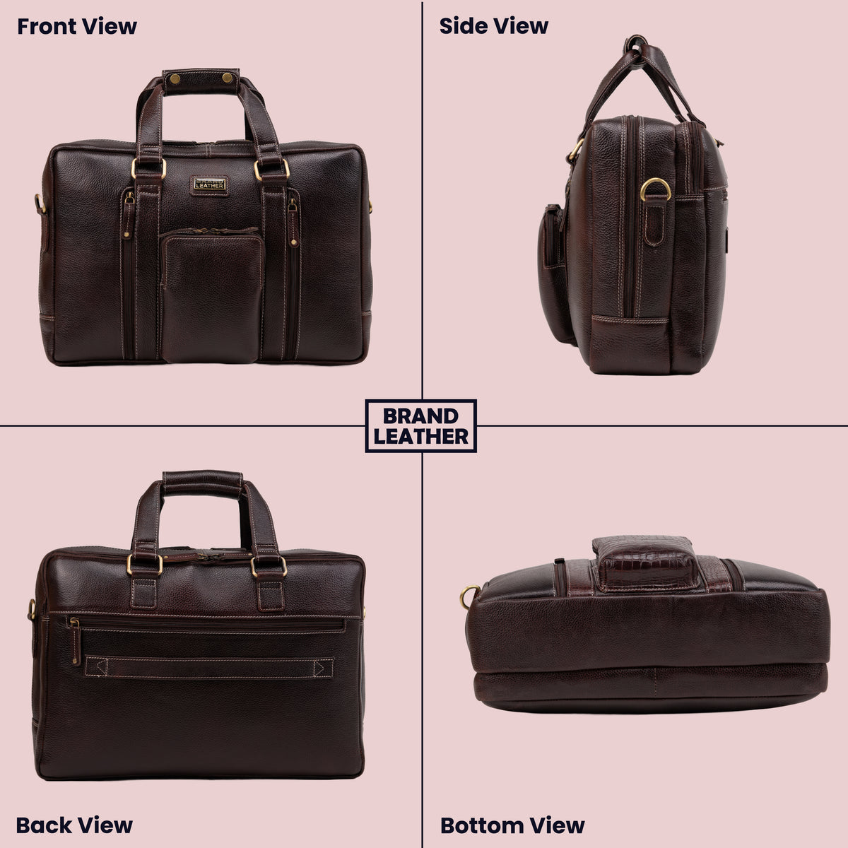 Laptop Bag for Men - Genuine Leather Messenger Bag for Office - Fits up to 16 Inch Laptop -Brown Shoulder Bag with Multiple Compartments - Executive Leather Bag for Work and Travel