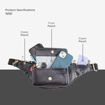 BRAND LEATHER Genuine Leather Stylish Waist Bag Elegant Style Travel Pouch Passport Holder with Adjustable