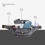 BRAND LEATHER Genuine Leather Stylish Waist Bag Elegant Style Travel Pouch Passport Holder with Adjustable