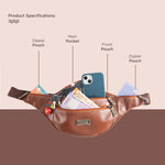 BRAND LEATHER Genuine Leather Stylish Waist Bag Elegant Style Travel Pouch Passport Holder with Adjustable Strap Unisex