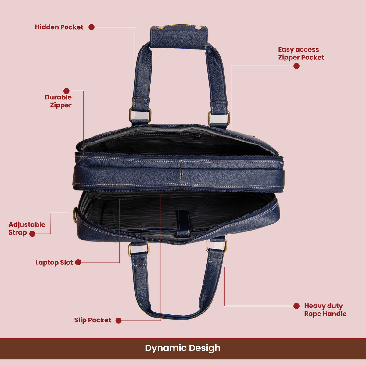 Laptop Bag for Men - Genuine Leather Messenger Bag for Office - Fits up to 16 Inch Laptop -Brown Shoulder Bag with Multiple Compartments - Executive Leather Bag for Work and Travel