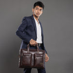 BRAND LEATHER Genuine Leather Laptop Bag for Men - Office Bag - Fits Up to 16-inch Laptop/MacBook - Shoulder Bag/Hand Bag - Laptop Messenger Bag with Trolley Straps - 1 Year Warranty