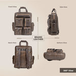 BRAND LEATHER Full Grain Buffalo - Hide Leather Backpack Large Capacity 15/15.6/16/17 Inch Laptop Bag Multi Pockets Travel Daypack