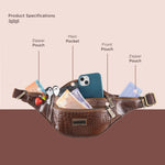 BRAND LEATHER Genuine Leather Stylish Waist Bag Elegant Style Travel Pouch Passport Holder with Adjustable Strap Unisex