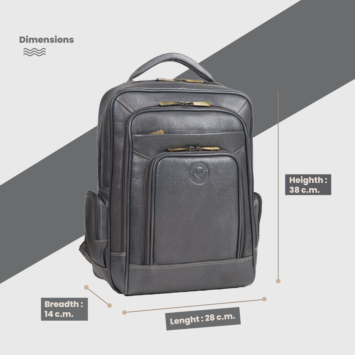 BRAND LEATHER Men's Full Grain Cow Hide Leather 17 Inch Laptop Backpack Large Capacity Weekender Overnight Camping Travel Rucksack