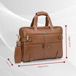 BRAND LEATHER Laptop Bag for Men - Genuine Leather Messenger Bag for Office - Fits up to 16 Inch Laptop -Brown Shoulder Bag with Multiple Compartments - Executive Leather Bag for Work and Travel
