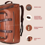 BRAND LEATHER Genuine Leather High Capacity Travel Backpack Cum Duffel Bag