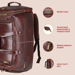 BRAND LEATHER Genuine Leather High Capacity Travel Backpack Cum Duffel Bag