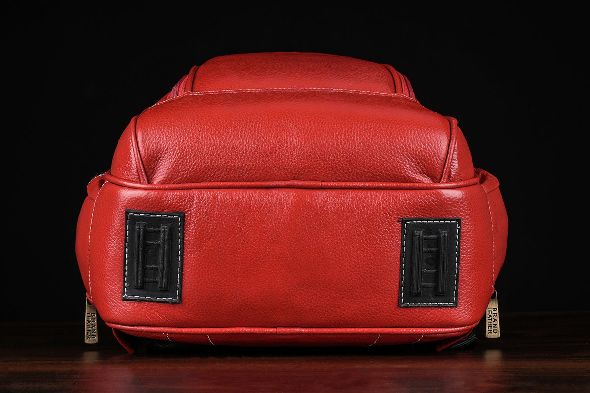 BRAND LEATHER Men's Full Grain Cow Hide Leather 17 Inch Laptop Backpack Large Capacity Weekender Overnight Camping Travel Rucksack