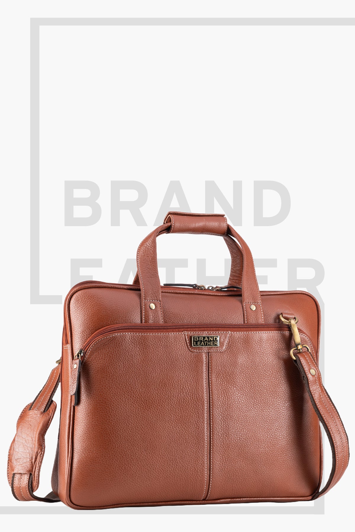 BRAND LEATHER Laptop Bag for Men - Genuine Leather Office Bag with Multiple Compartments Fits 14/15.6/16 Inch Laptop Bag - Messenger and Shoulder Bag for Travel - Water Resistant