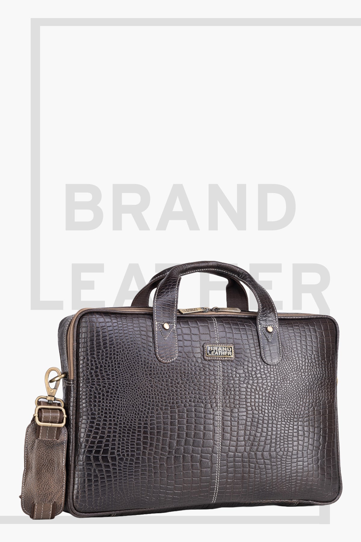 BRAND LEATHER Laptop Bag for Men - Genuine Leather Office Bag with Multiple Compartments Fits 14/15.6/16 Inch Laptop Bag - Messenger and Shoulder Bag for Travel - Water Resistant