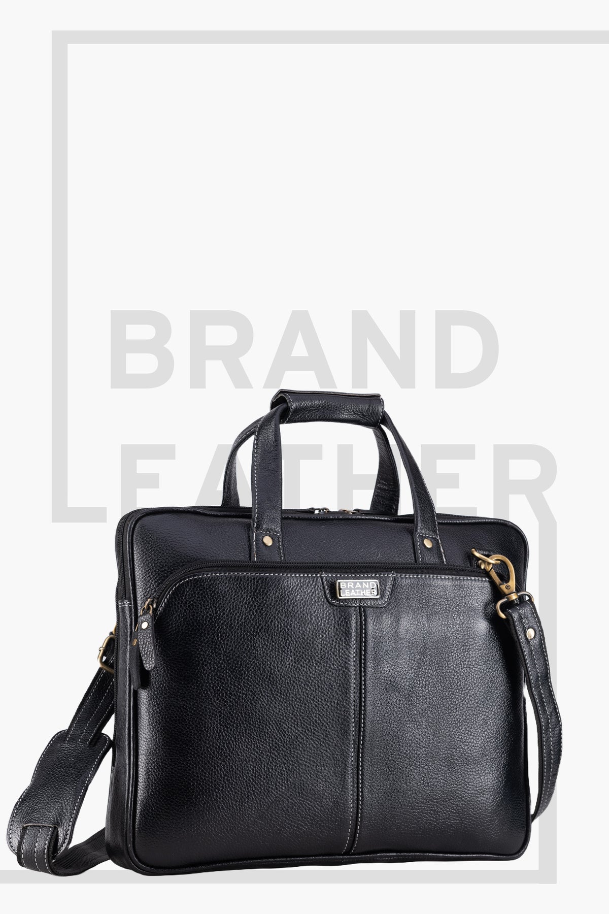 BRAND LEATHER Laptop Bag for Men - Genuine Leather Office Bag with Multiple Compartments Fits 14/15.6/16 Inch Laptop Bag - Messenger and Shoulder Bag for Travel - Water Resistant