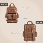 BRAND LEATHER Full Grain Buffalo - Hide Leather Backpack Large Capacity 15/15.6/16/17 Inch Laptop Bag Multi Pockets Travel Daypack