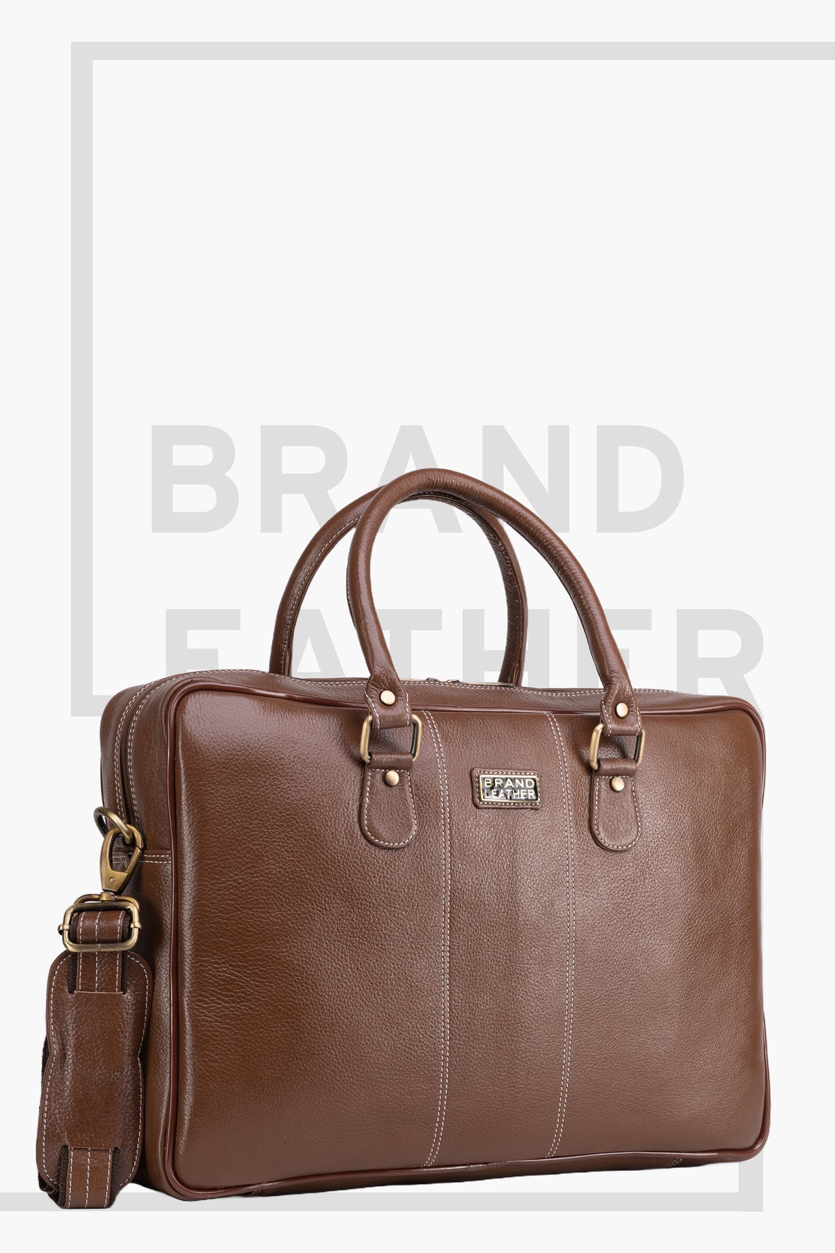 BRAND LEATHER Laptop Bag for Men - Genuine Leather Office Bag with Multiple Compartments Fits 14/15.6/16 Inch Laptop Bag - Messenger and Shoulder Bag for Travel - Water Resistant