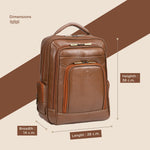 BRAND LEATHER Men's Full Grain Cow Hide Leather 17 Inch Laptop Backpack Large Capacity Weekender Overnight Camping Travel Rucksack