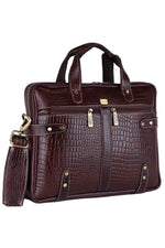 Laptop Bag for Men - Genuine Leather Messenger Bag for Office - Fits up to 15 Inch Laptop -Brown Shoulder Bag with Multiple Compartments - Executive Leather Bag for Work and Travel