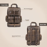 BRAND LEATHER Full Grain Buffalo - Hide Leather Backpack Large Capacity 15/15.6/16/17 Inch Laptop Bag Multi Pockets Travel Daypack