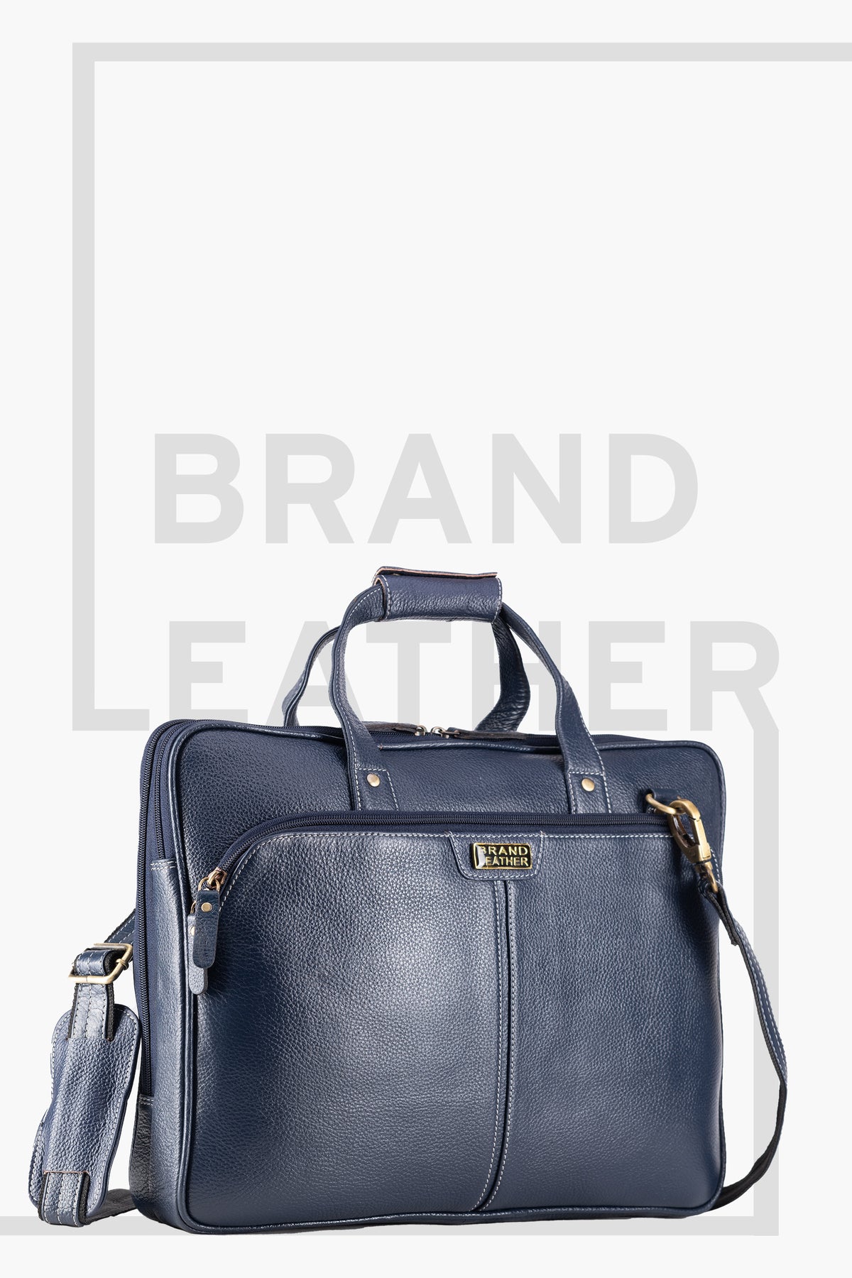 BRAND LEATHER Laptop Bag for Men - Genuine Leather Office Bag with Multiple Compartments Fits 14/15.6/16 Inch Laptop Bag - Messenger and Shoulder Bag for Travel - Water Resistant